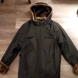 Vintage Outbrook Woman Black Jacket Faux fur lined size 1X